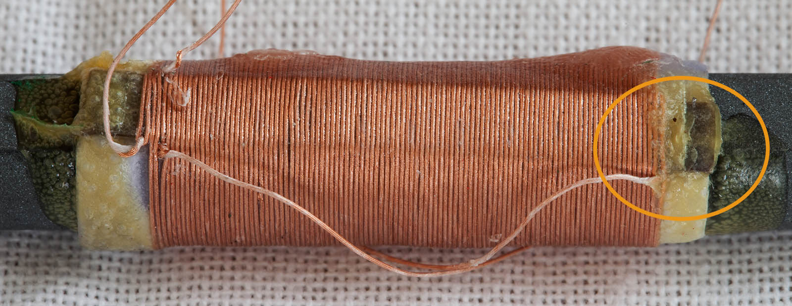 Closeup of main coil